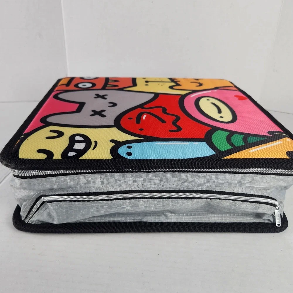 Case-it 3 Ring Zipper Binder Cartoon Monster Print 5-Tab Expanding File Handle